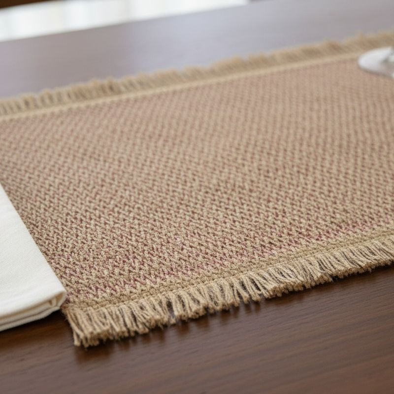 Set De Table En Papier Naturel Avec Finition Frangée Lot de 4 Pièces