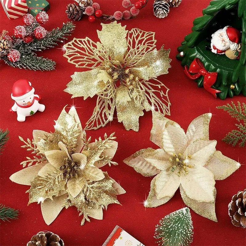 Décorations de Noël Fleurs Pailletées