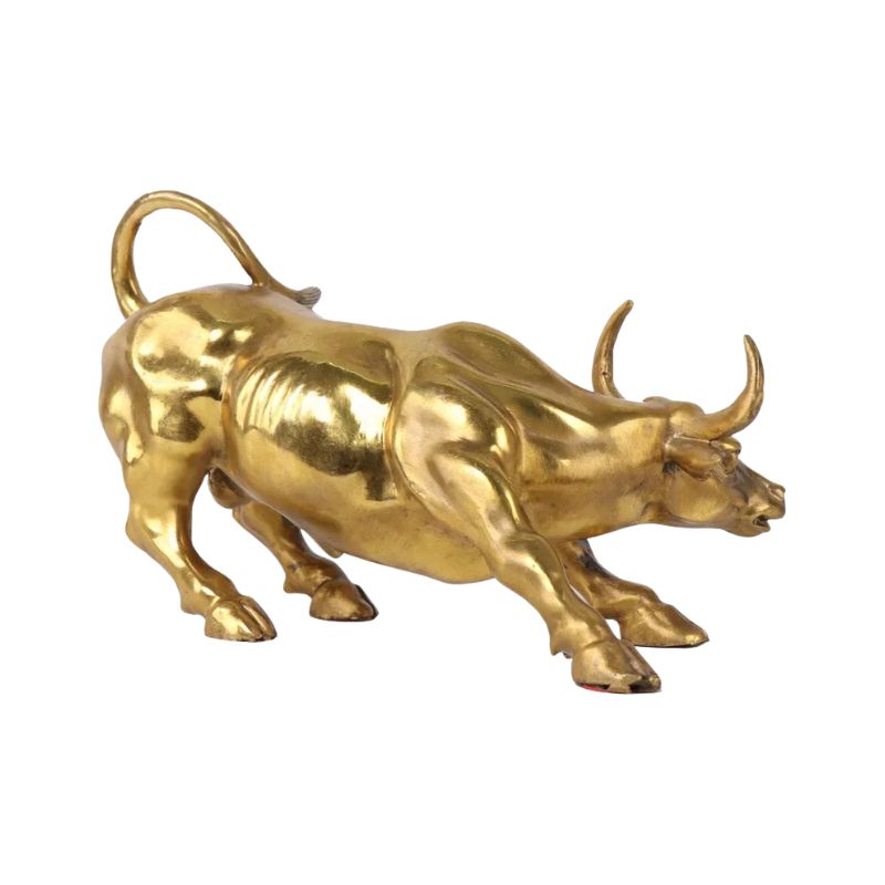 Sculpture Métal Taureau Doré Décoratif