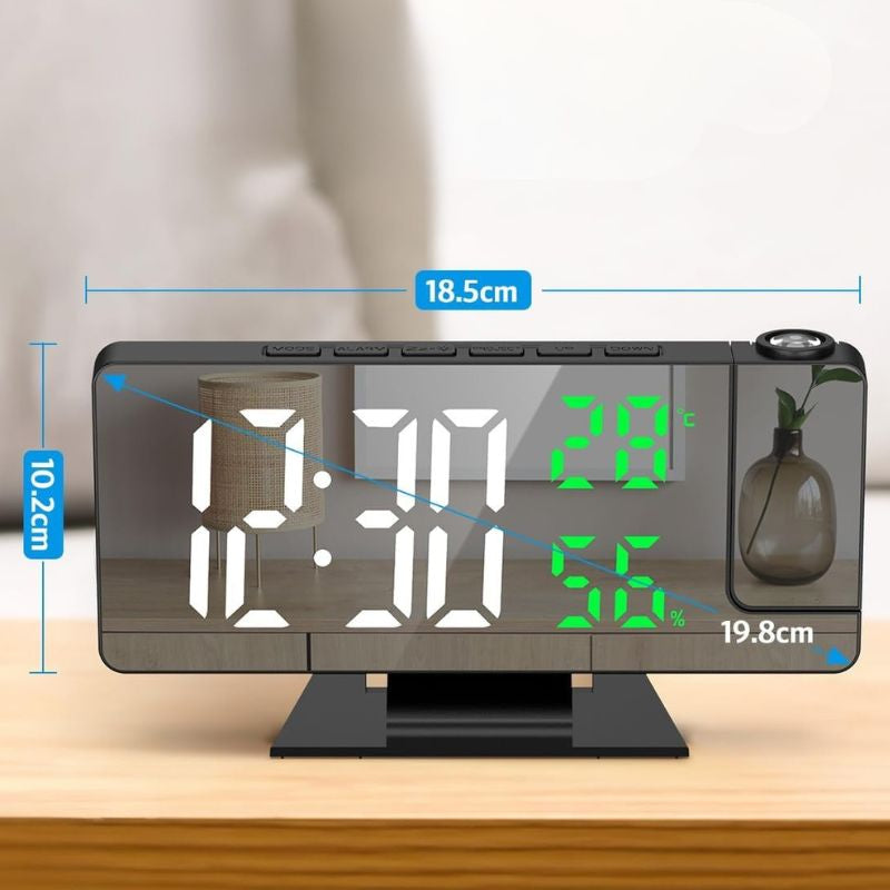 Horloge Numérique LED Miroir avec Projection Murale