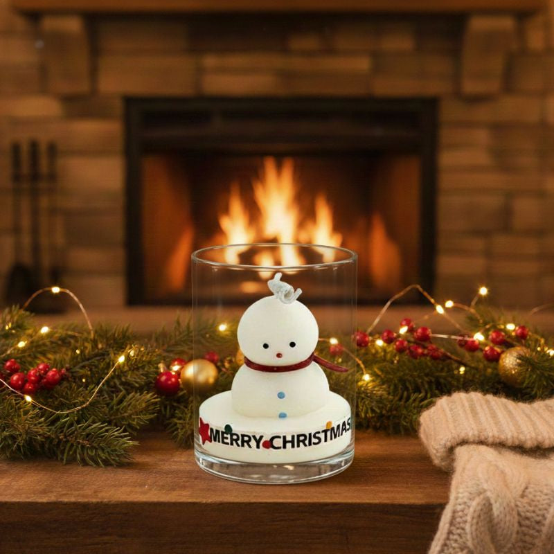 Décoration de Noël Bougie Bonhomme de Neige Parfumée