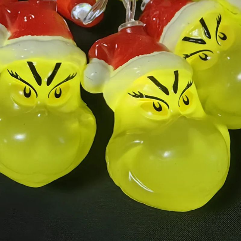 Guirlandes de Noël LED Grinch avec Chapeau Rouge