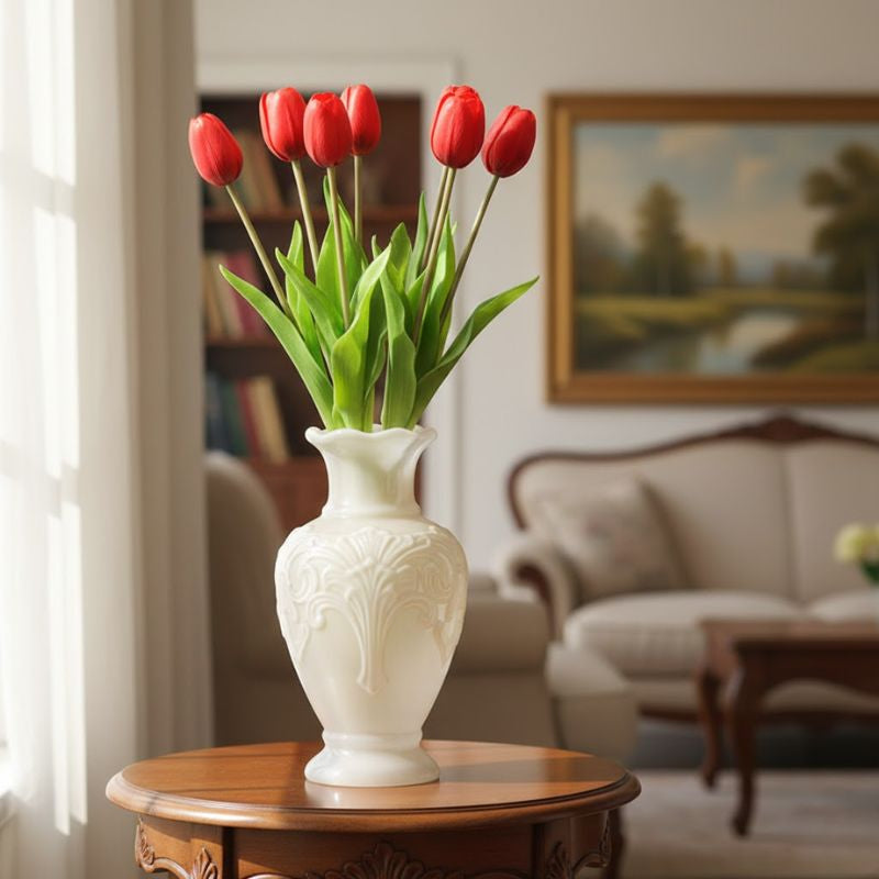 Fleur Artificielle Rouge Style Tulipe Réaliste