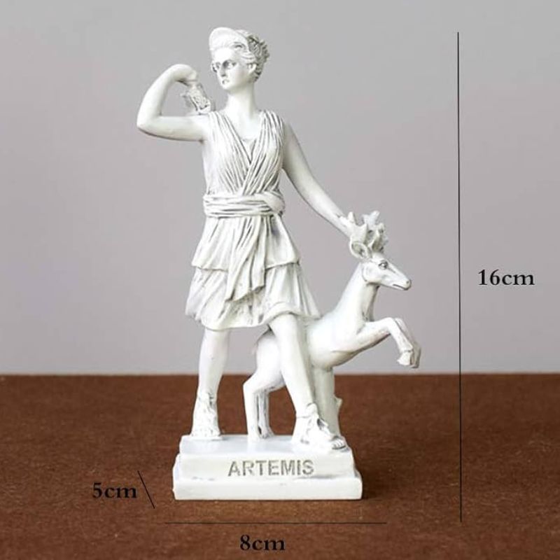 Sculpture Grecque Déesse Artémis En Style Antique Avec Cerf