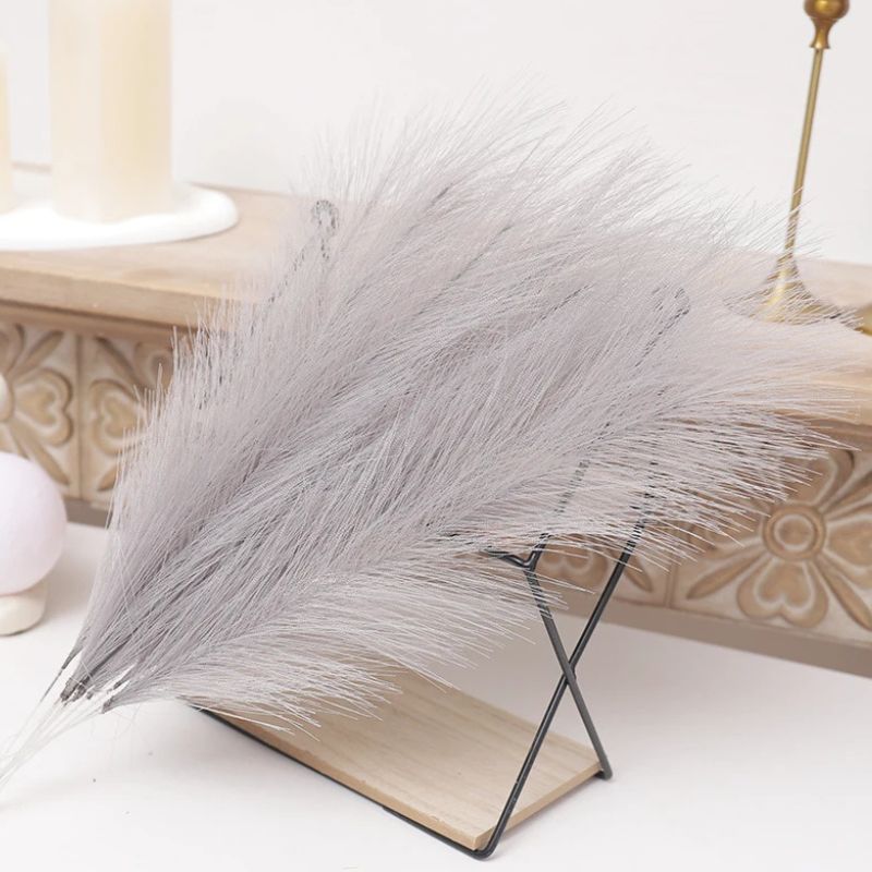 Fleur Artificielle Gris Avec Effet Pampas Élégant