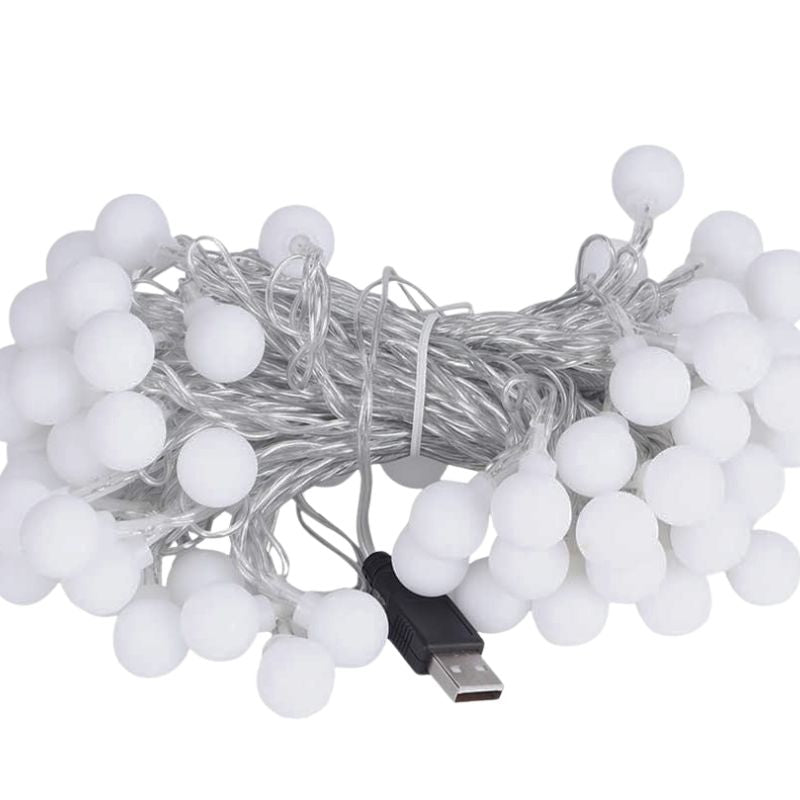 Guirlande LED Boules Blanches Ambiance Féérique