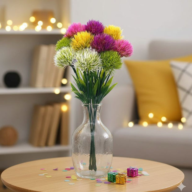 Fleur Artificielle Multicolore Avec Têtes Pompon