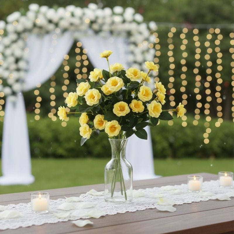 Fleur Artificielle Jaune en Branches Roses Naturelles