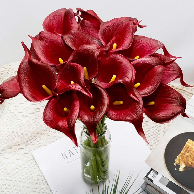 Fleur Artificielle Rouge En Bouquet De Callas