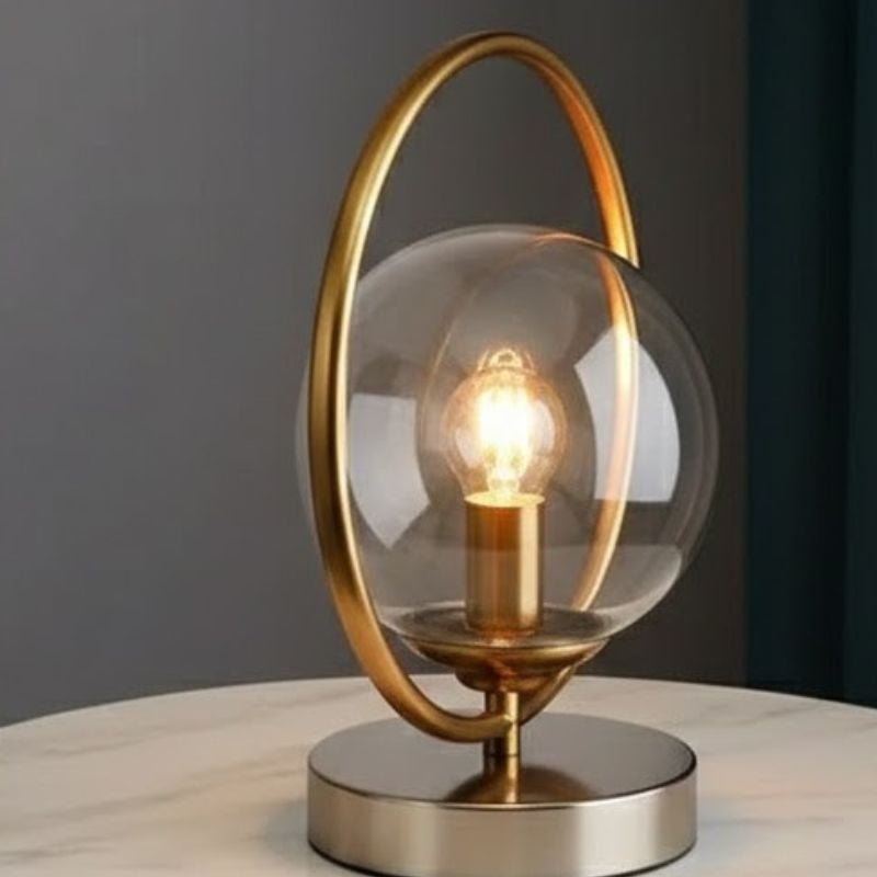 Lampe De Table Design En Métal Avec Globe En Verre