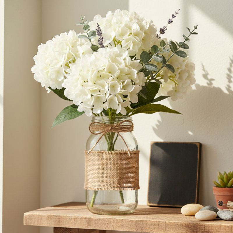 Fleur Artificielle Blanc Bouquet Hortensia