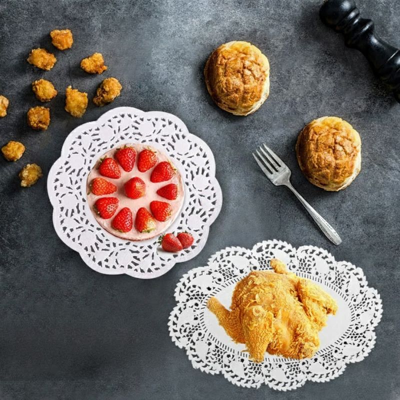 Set De Table En Papier Dentelle Blanc Élégant Et Raffiné 150 Pièces