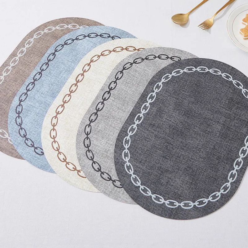 Set De Table Cuir Forme Ovale Lavable Avec Motif Chaîne