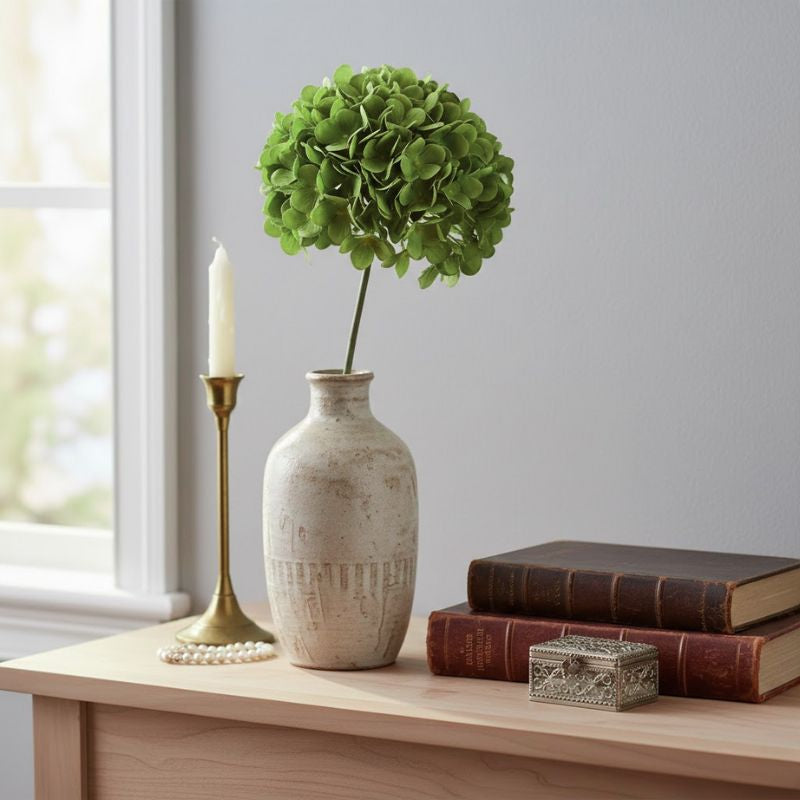 Fleur Artificielle Vert en Bouquet Hortensia Élégant