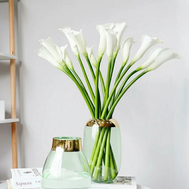 Fleur Artificielle Blanc Bouquet Lys Calla Silhouette Élancée