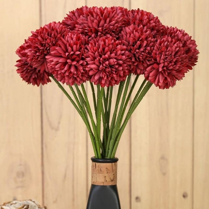 Fleur Artificielle Rouge Avec Pompon