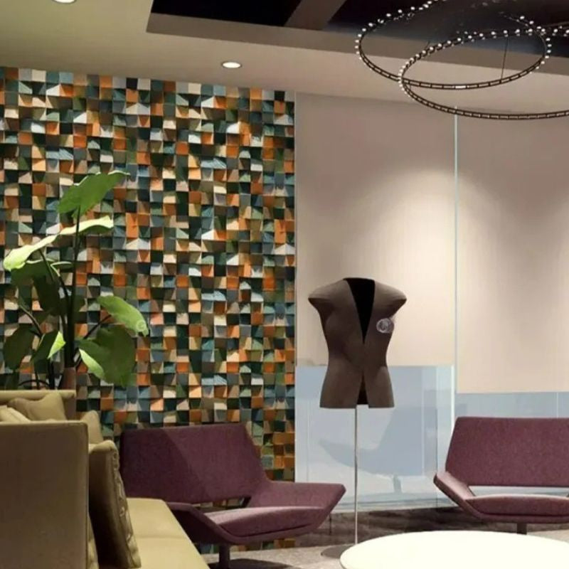 Panneau Mural Bois Avec Mosaïque 3D Et Relief Géométrique