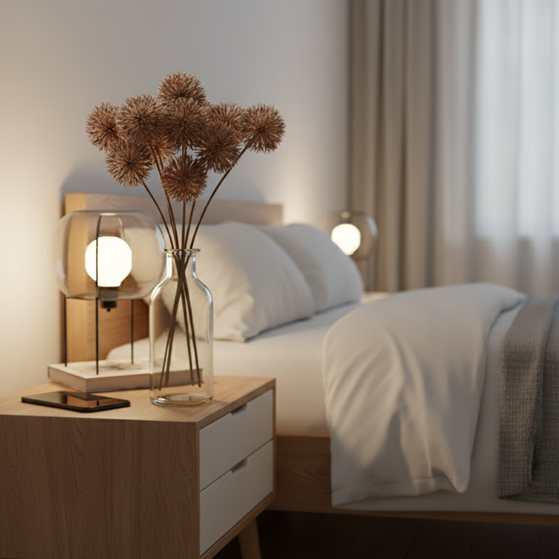 Fleur Artificielle Marron Avec Pompons Rigides