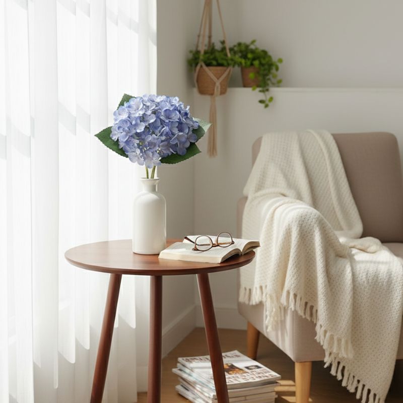 Fleur Artificielle Bleu Hortensia à Effet Naturel