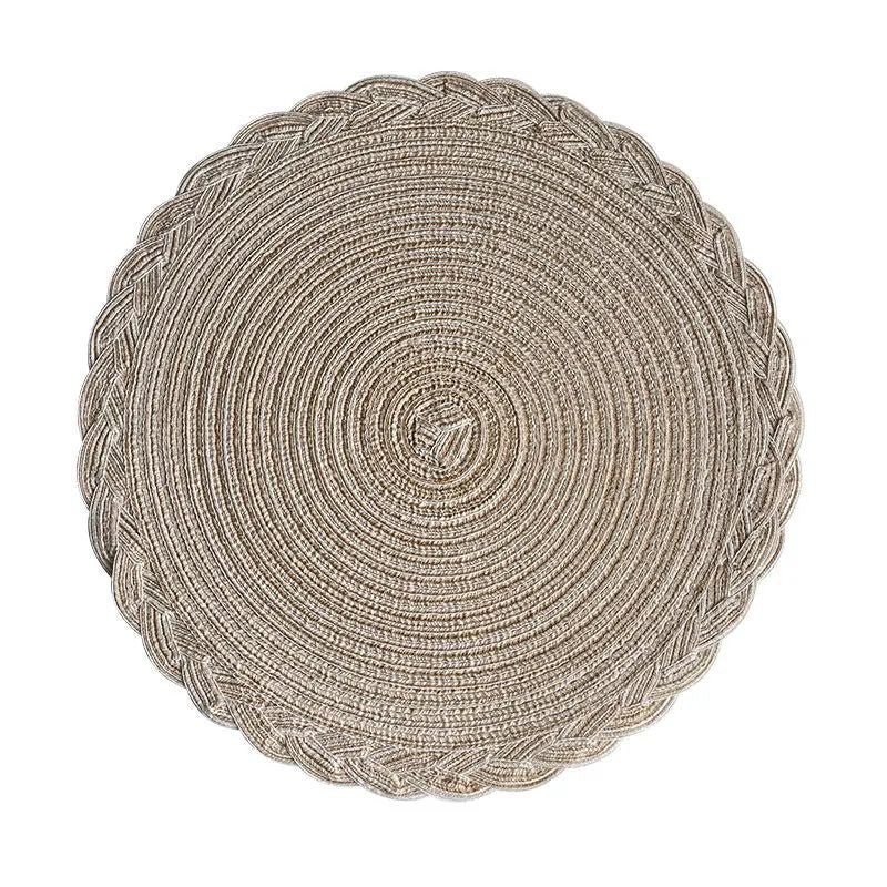 Set De Table Vinyle Rond Tissé Naturel Et Lavable