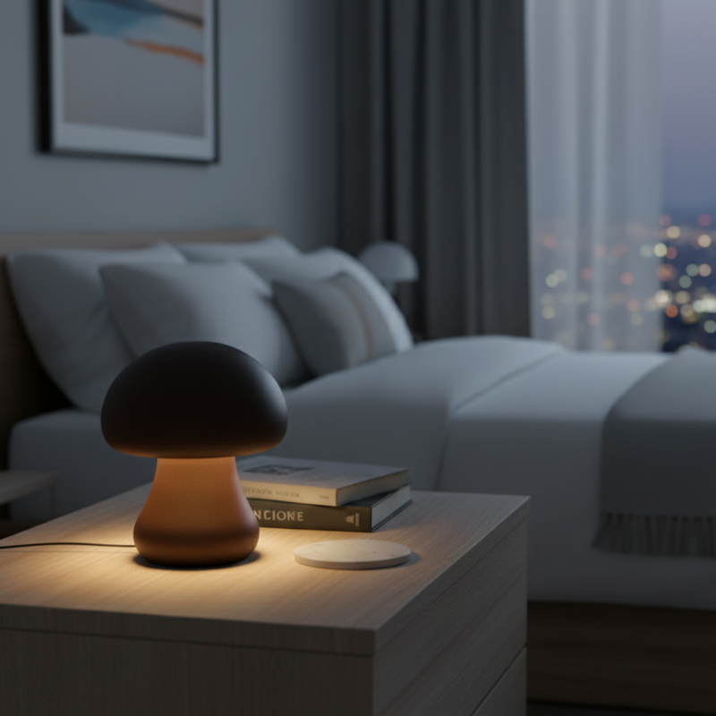 Lampe Champignon Tactile Moderne En Bois