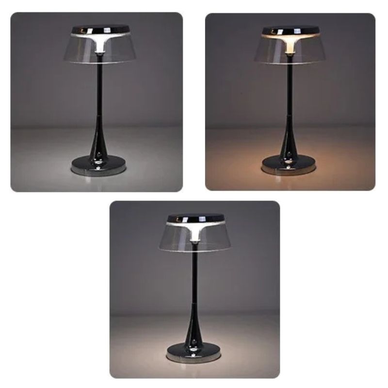 Lampe À Poser Champignon En Verre Et Métal Design Moderne