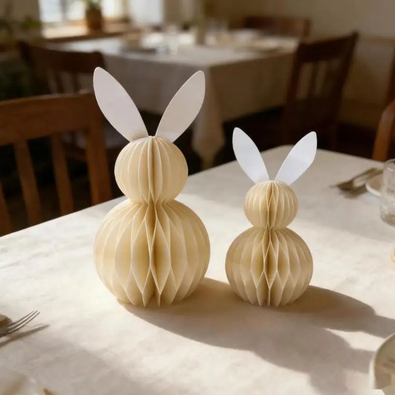 Sculpture Papier Lapin Alvéolé Avec Design 3D Décoratif