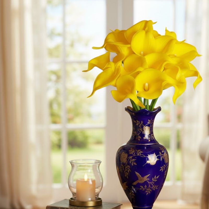 Fleur Artificielle Jaune Avec Style Décoratif Moderne