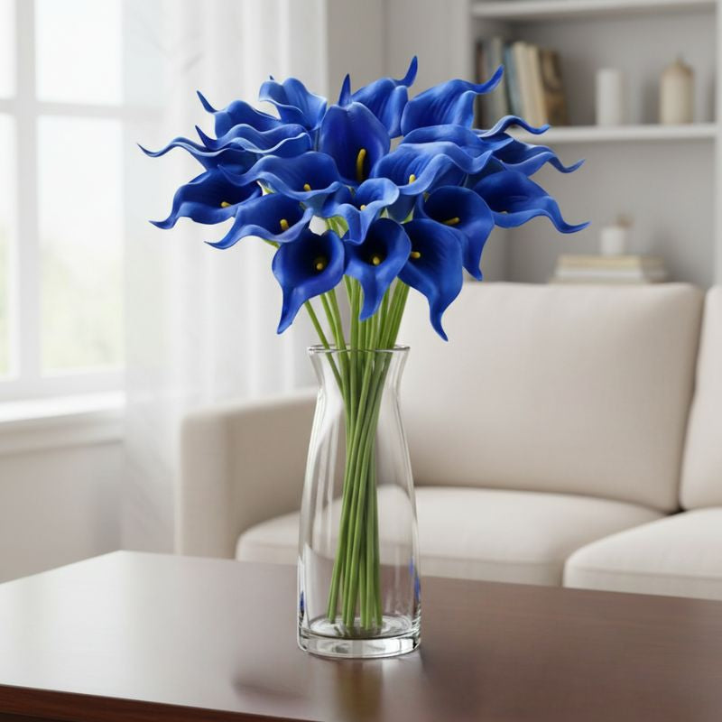 Fleur Artificielle Bleu en Bouquet Lys Calla Intense
