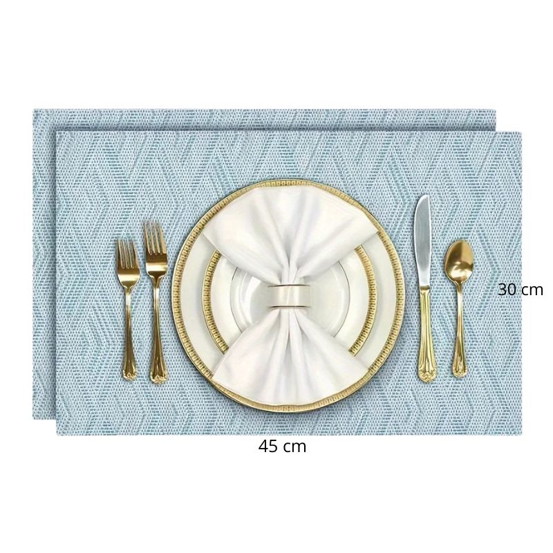 Set De Table Vinyle Bleu Clair Lavable Et Résistant À La Chaleur