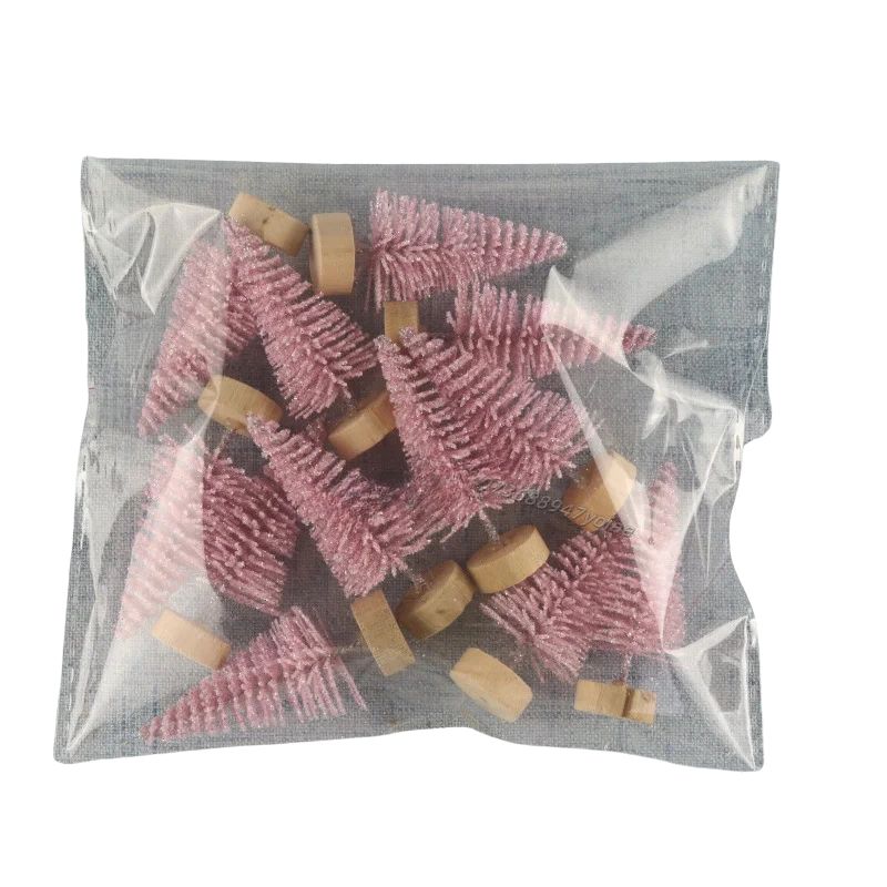 Sapin En Bois Mini Avec Neige Artificielle Lot de 12 Pièces