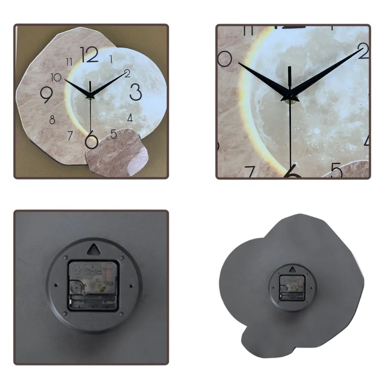 Horloge Murale en Bois au Design Lunaire