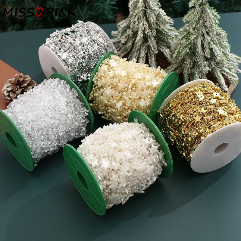 Décorations de Noël Chaînes de Perles Étincelantes