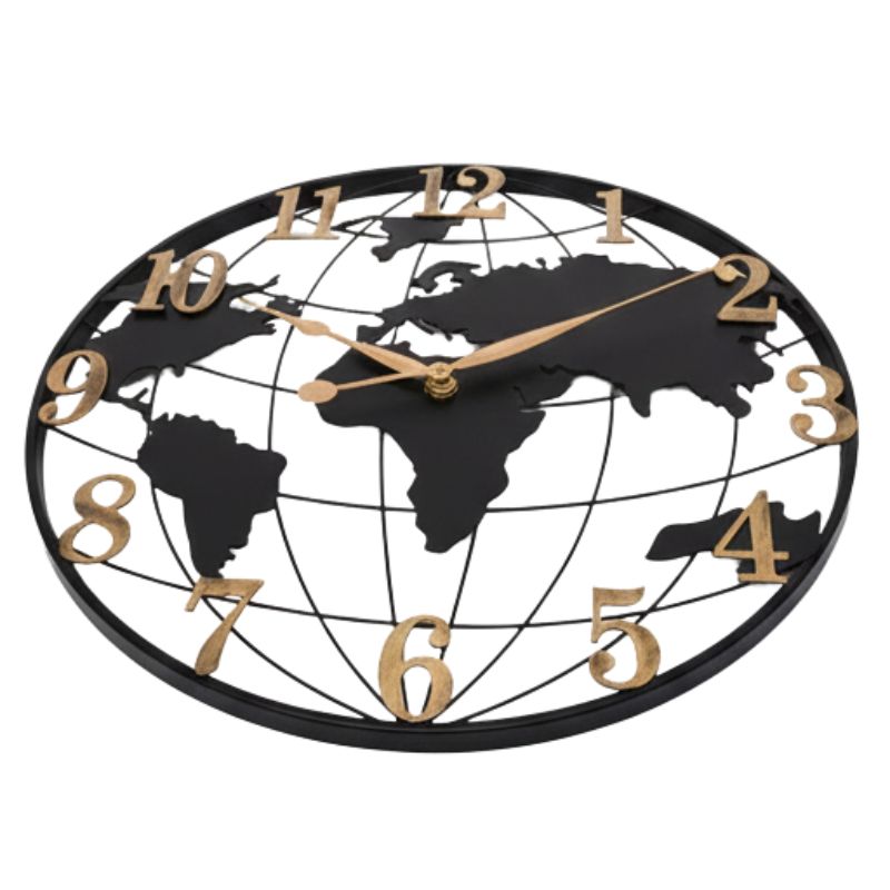 Horloge Monde Murale Élégante En Métal