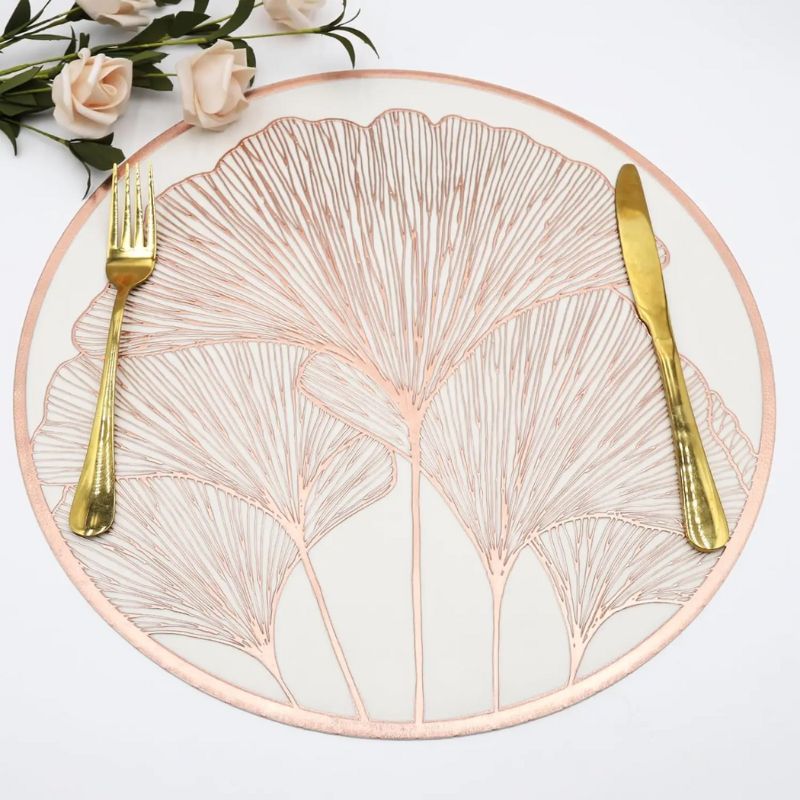 Set De Table Vinyle Feuille Métallique Chic Et Moderne 6 Pièces