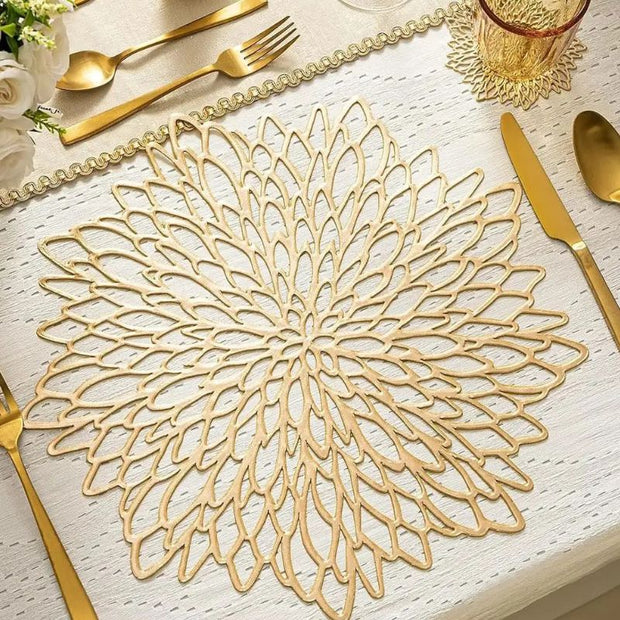 Set De Table Vinyle Feuille Ajourée Élégante Et Lavable 4 Pièces