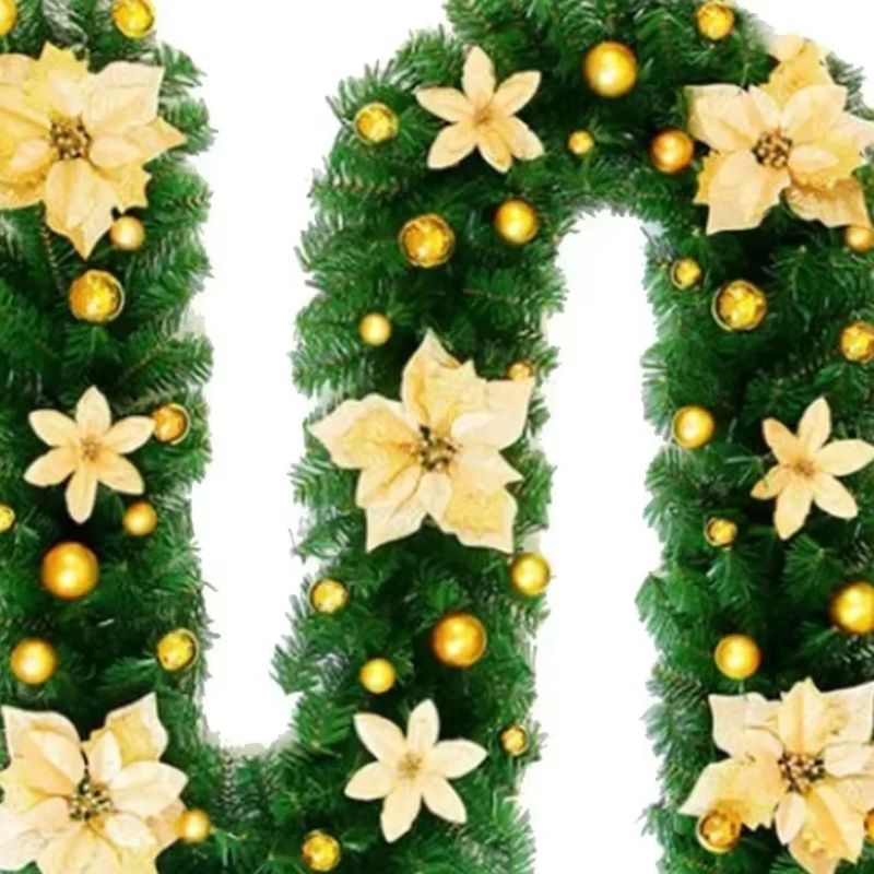 Guirlandes de Noël Lumineuses avec Boules et Fleurs Décoratives