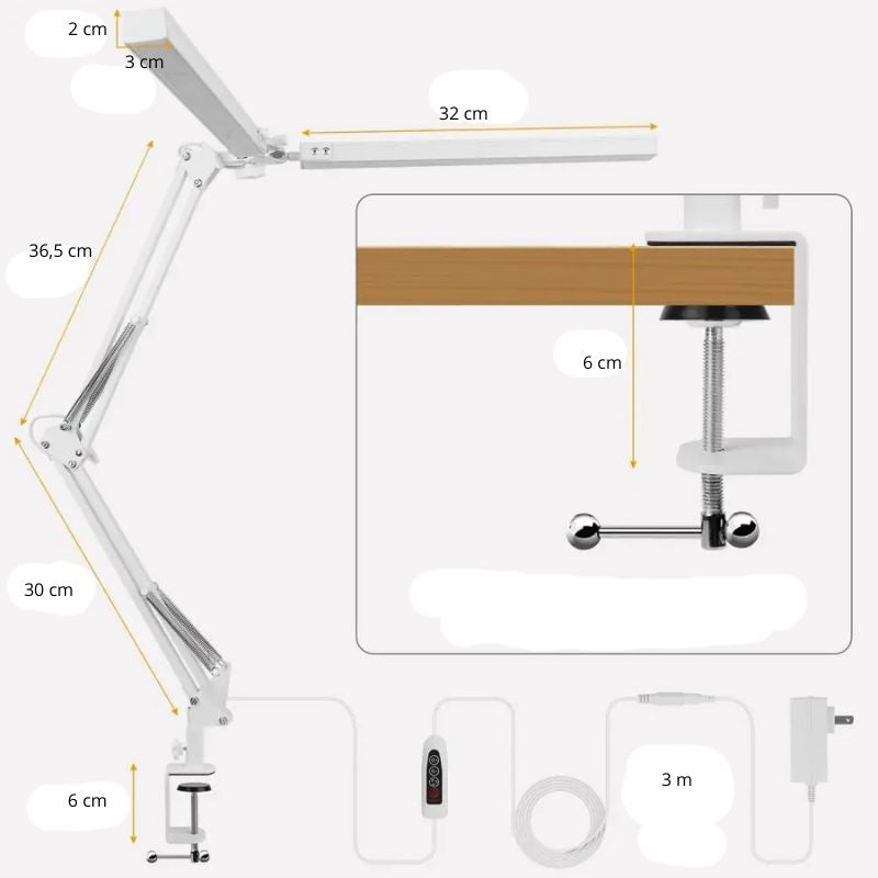 Lampe De Bureau LED Double Éclairage À Pince