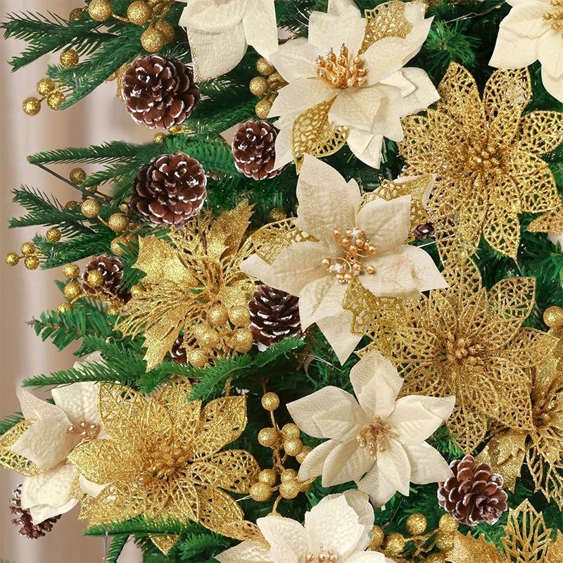 Décorations de Noël Fleurs Pailletées
