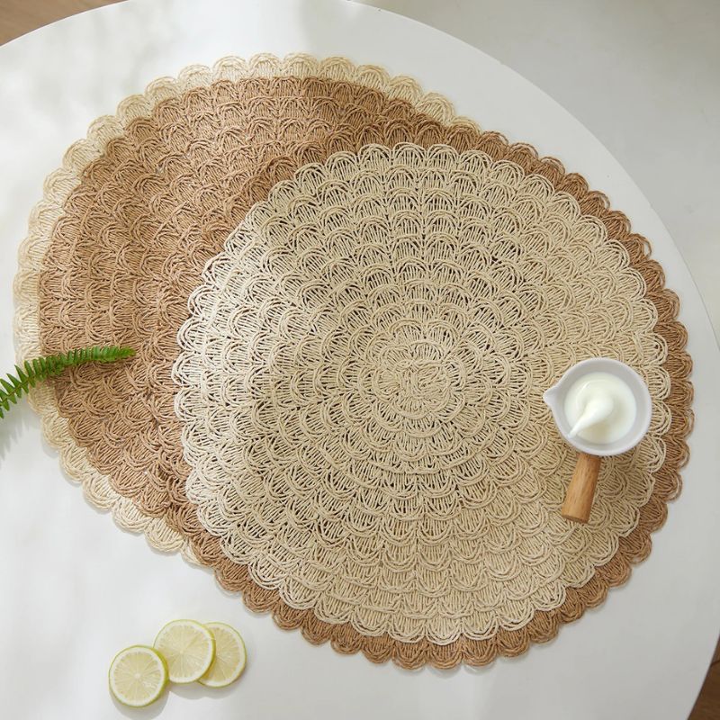 Set De Table En Papier Rond Tissé Naturel Et Élégant