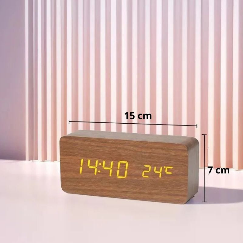 Horloge En Bois Numérique Avec Écran LED