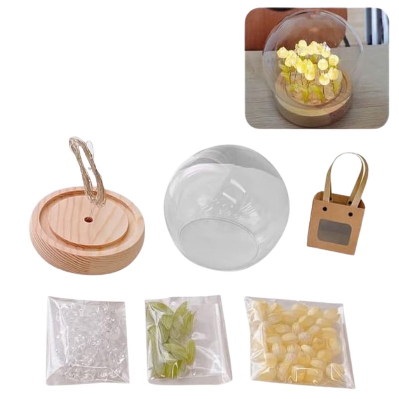 Fleurs Lumineuses LED Tulipes Sous Cloche