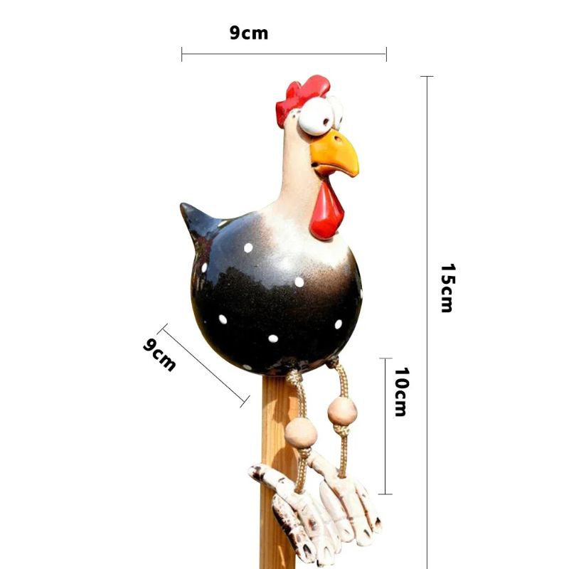 Sculpture Jardin Poule Sur Piquet Avec Style Artisanal