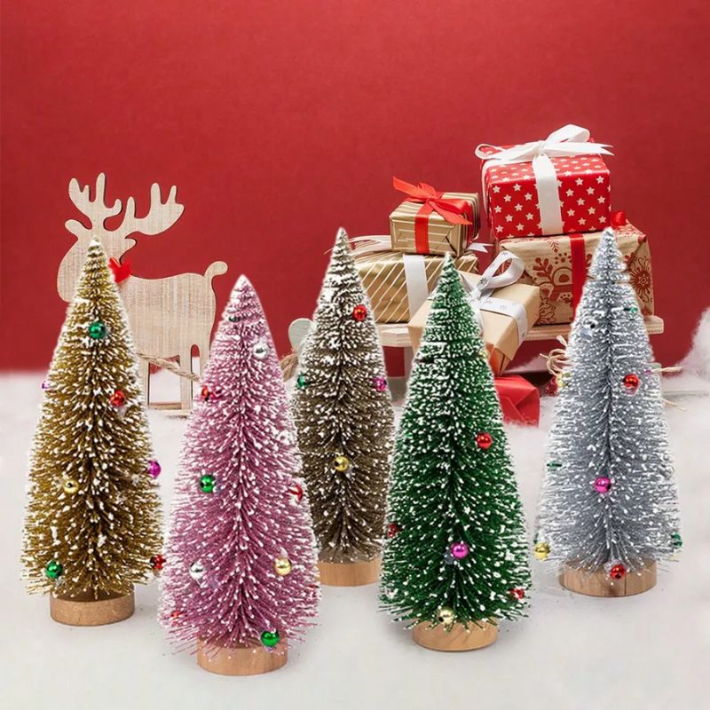 Sapin De Noël Miniature Avec Boules Colorées