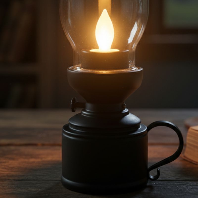 Éclairage de Table Vintage à LED Imitation Lanterne à Pile