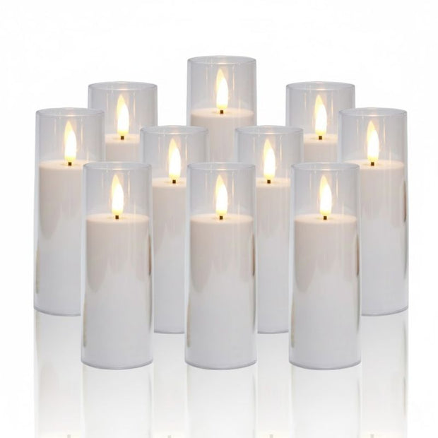 Bougie LED Cylindrique Avec Mèche 3D Et Effet Naturel, Bougie LED Blanche