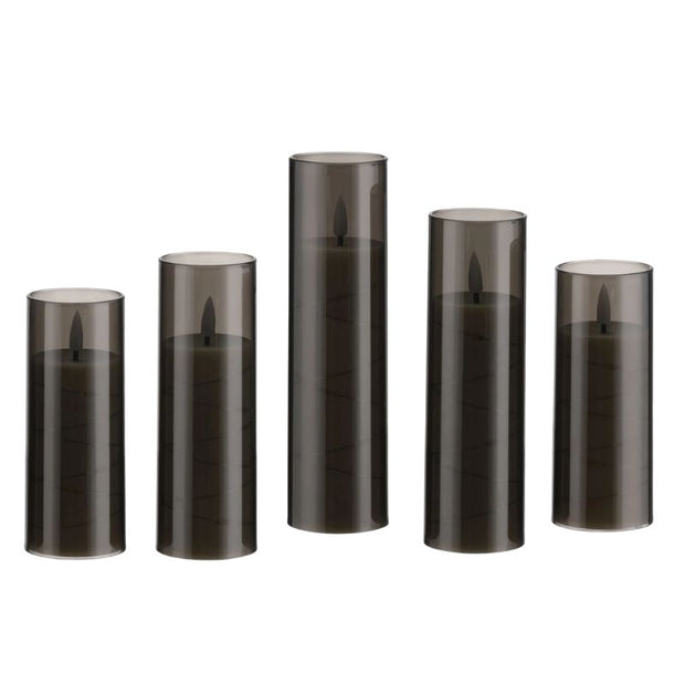 Bougie Led Grise À Flamme Vacillante Et Télécommande Lot de 5 pièces, Lot de Bougie Décorative