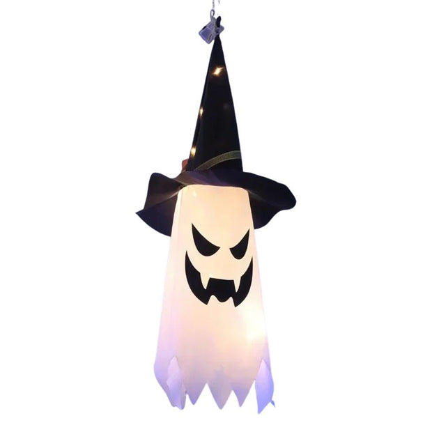 Décorations Halloween Fantôme Lumineux avec Chapeau de Sorcière