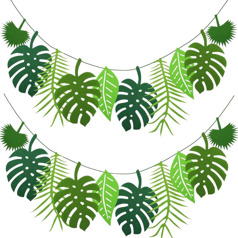 Décorations Été Guirlande Tropicale à Feuilles Vertes