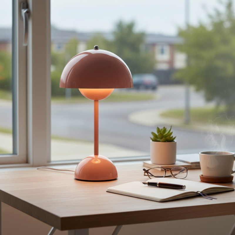 Lampe Champignon Rose Minimaliste